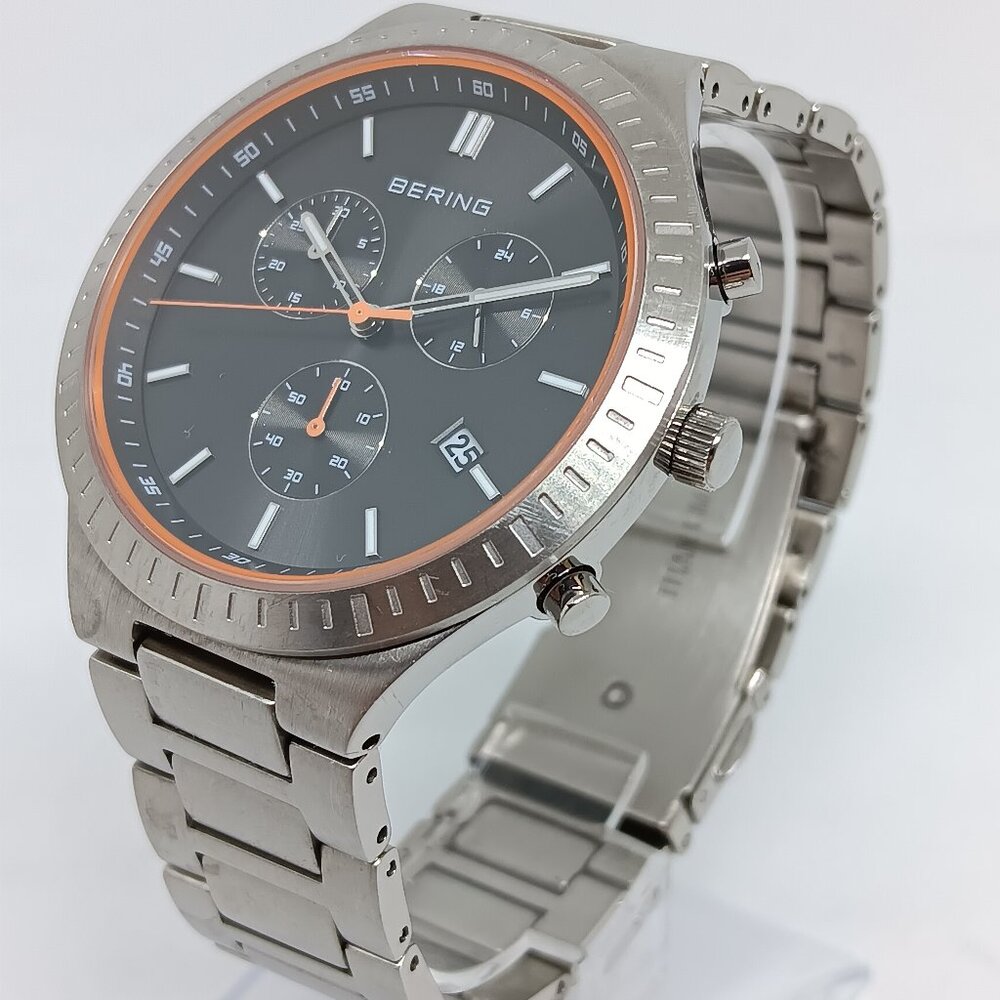 Bering Titan Chrono 11743-709 Men's 43mm Brushed Titanium Japanese Quartz Watch